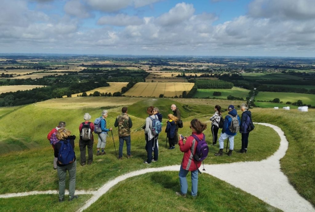 View of OCNT walking group enjoying the view from White Horse Hill